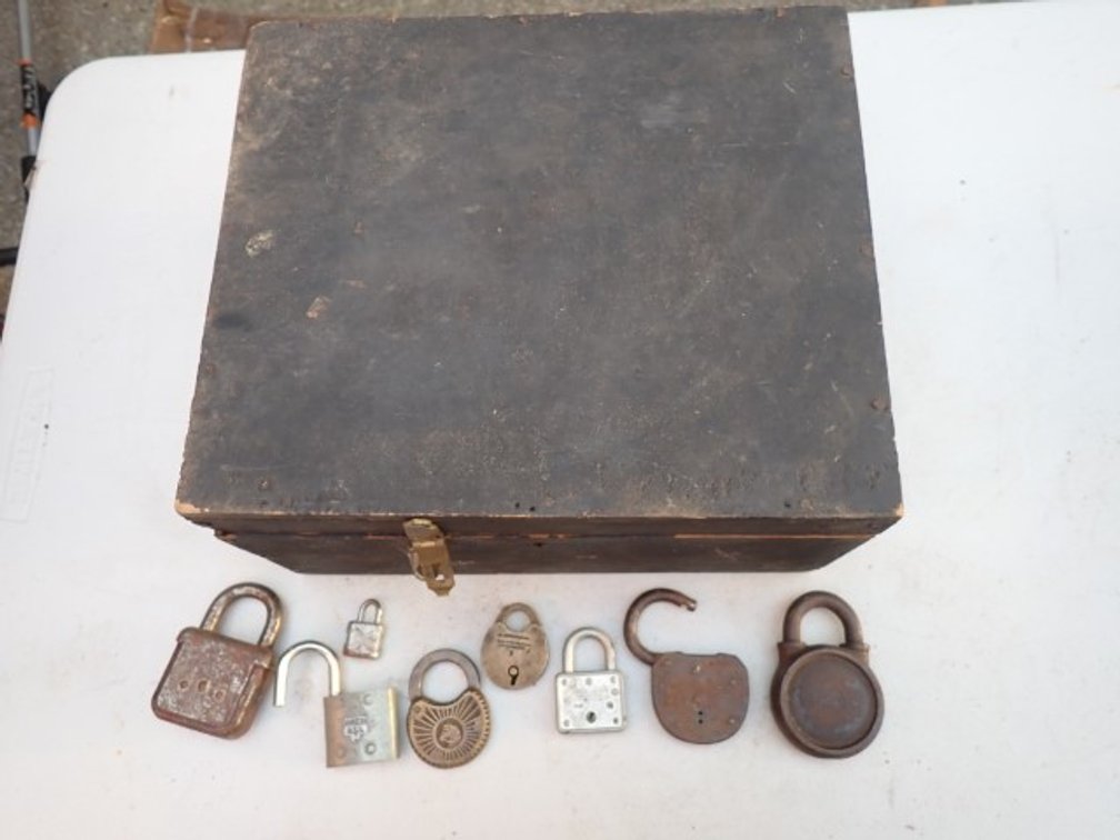 Antique/Vintage Lock Collection With Wooden Box