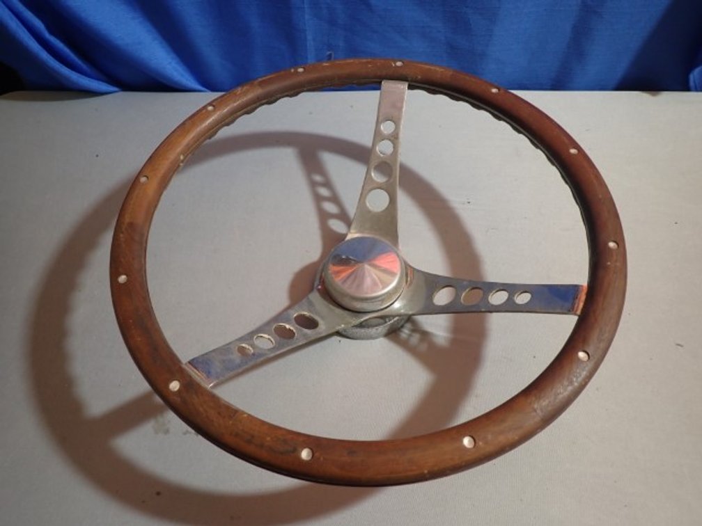 1960s Flat Wood Steering Wheel