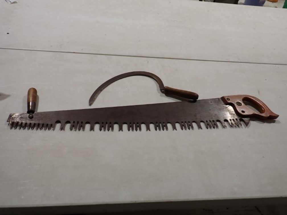 Vintage Saw and Hand Sickle