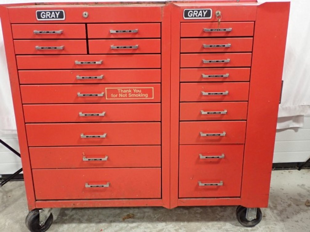 Red Gray Rolling Tool Cabinet