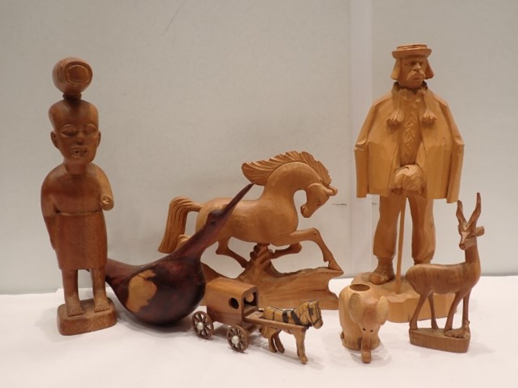 Hand-Carved Wooden Folk Art Sculptures