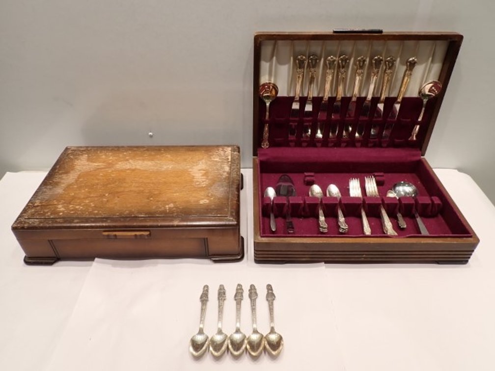 Dionne Quints Silverplate Spoons with Variety of Silverware in Boxes