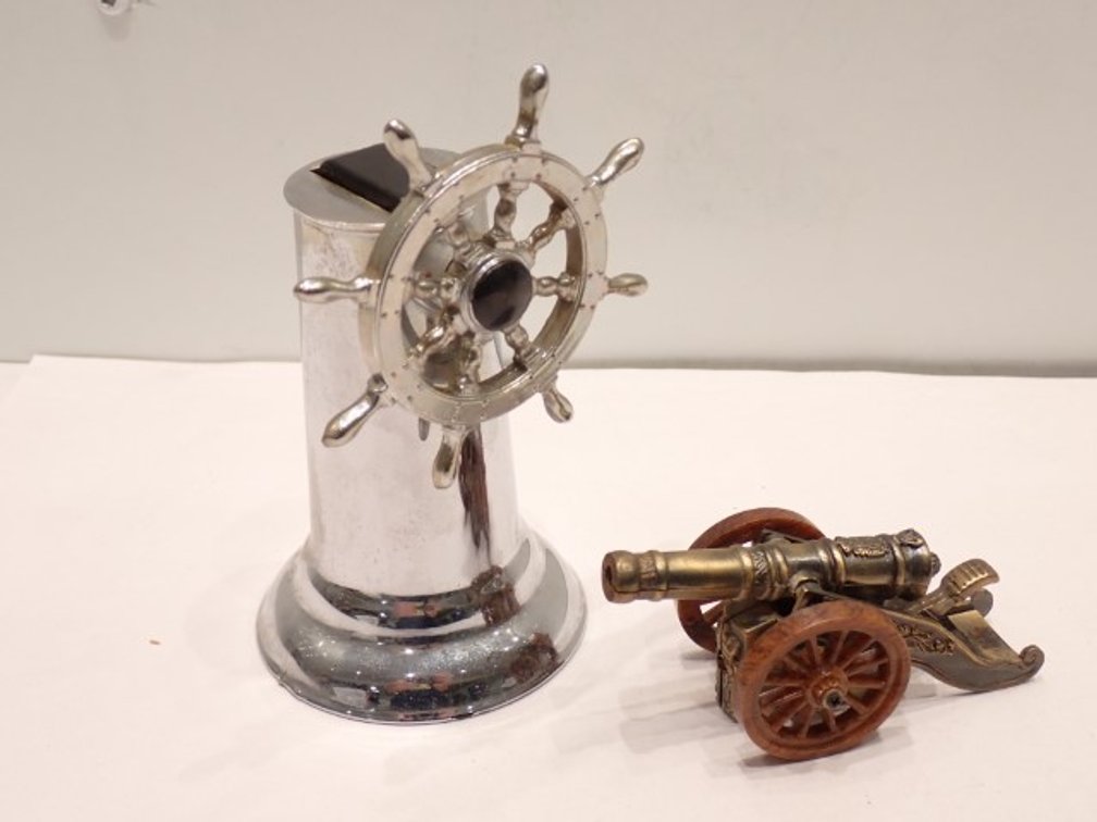 Ship's Wheel and Cannon Table Lighters