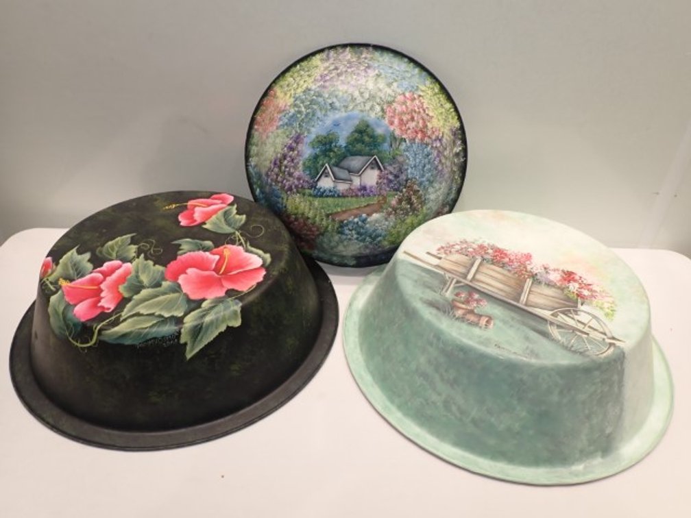 White Enamelware Wash Basins