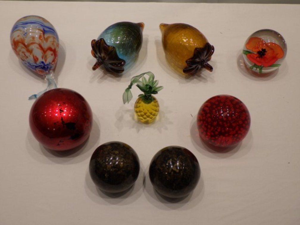 Hand Blown Crackle Glass Acorn Autumn Decor and other items