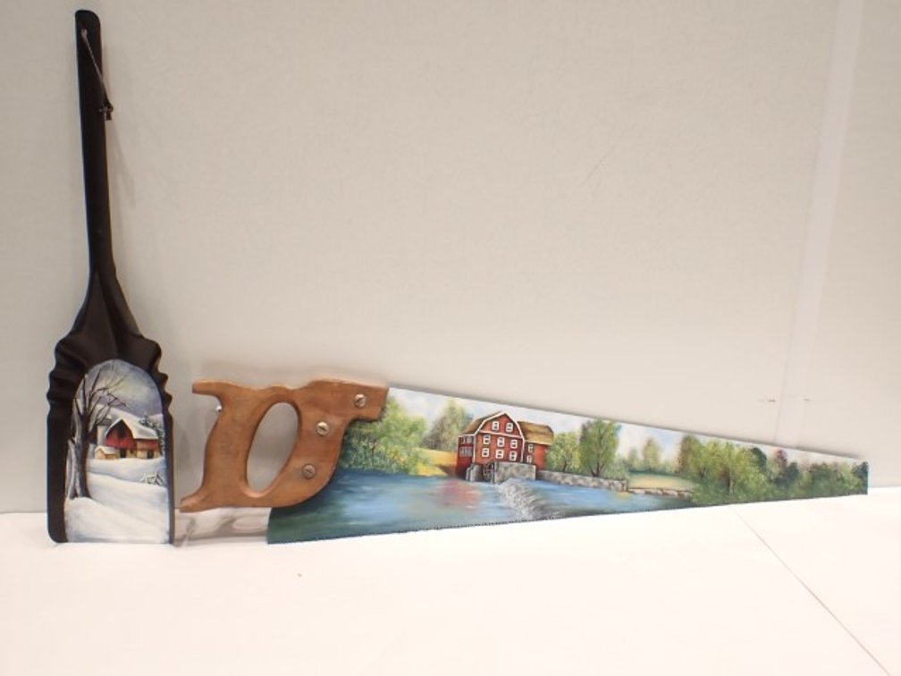 Signed Hand-Painted Folk Art Tools