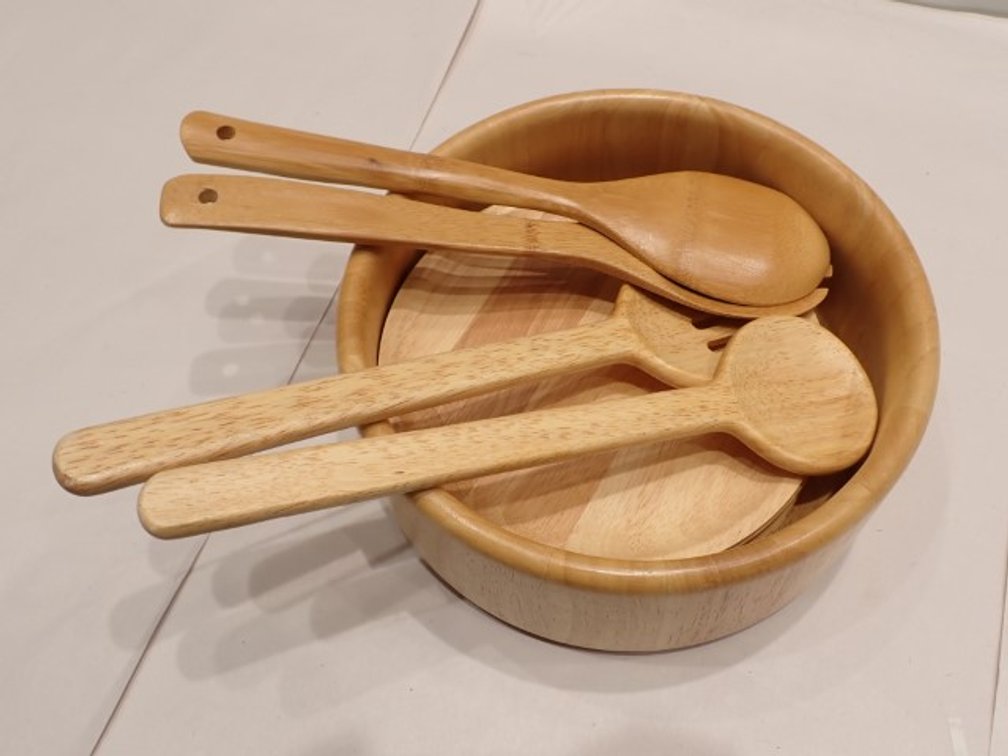 Hardwood Salad Bowl Set