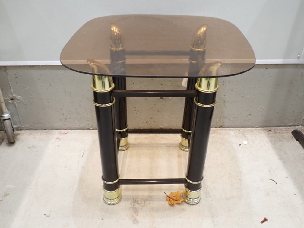 Glass Top Accent Table and Wooden Quilt Rack