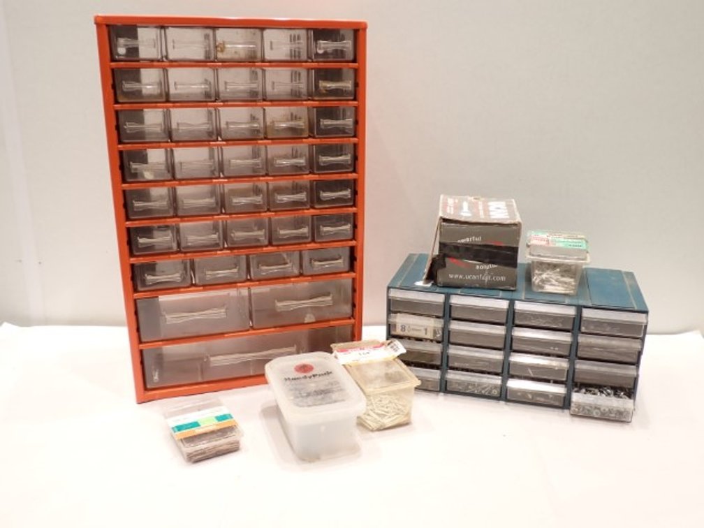 Metal Multi-Drawer Parts  Storage Cabinets With Contents