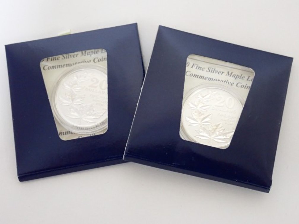 Fine Silver $20 Commemorative Maple Leaf Coins
