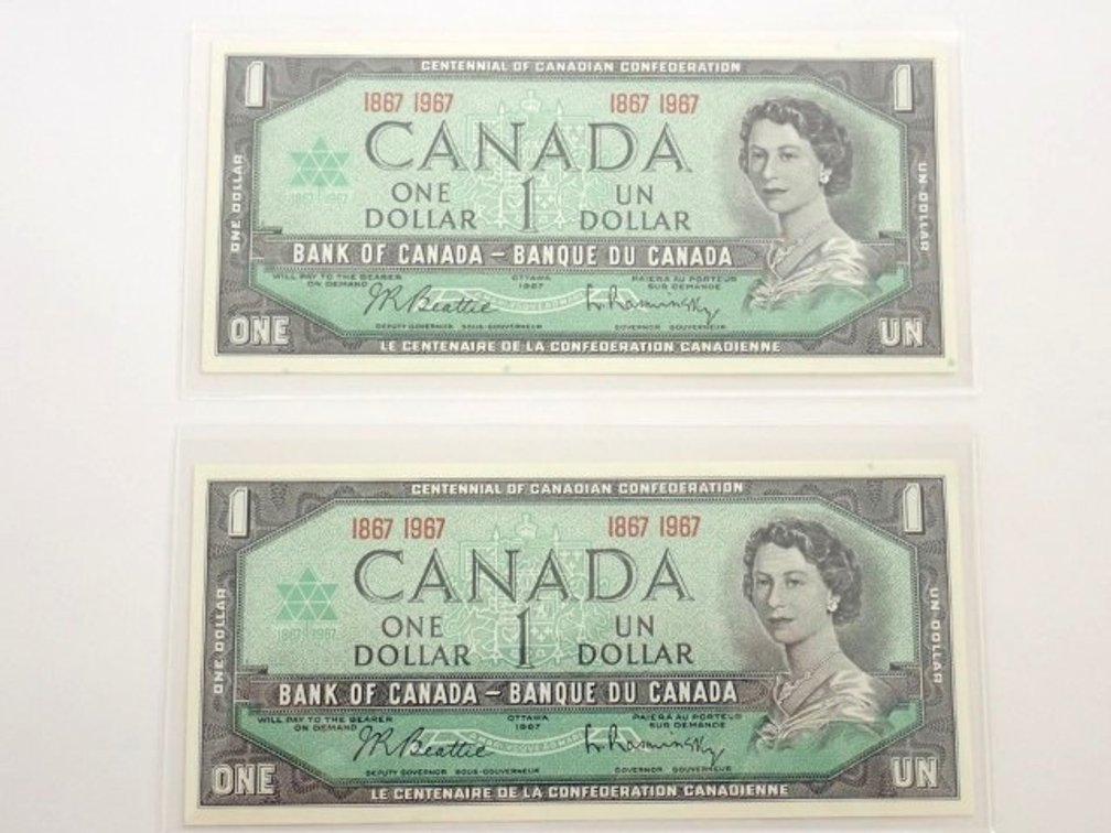 Centennial $1 Canadian Bank Notes (b)