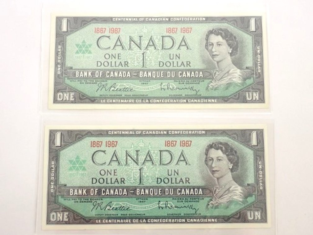 Centennial $1 Canadian Bank Notes (c)