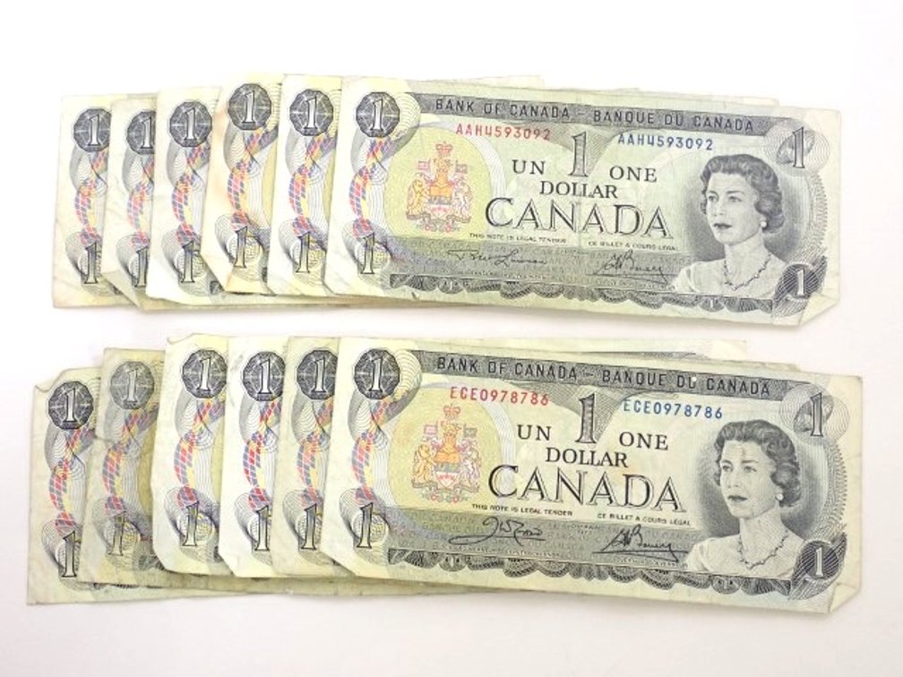 12 Canadian 1973 Bank notes