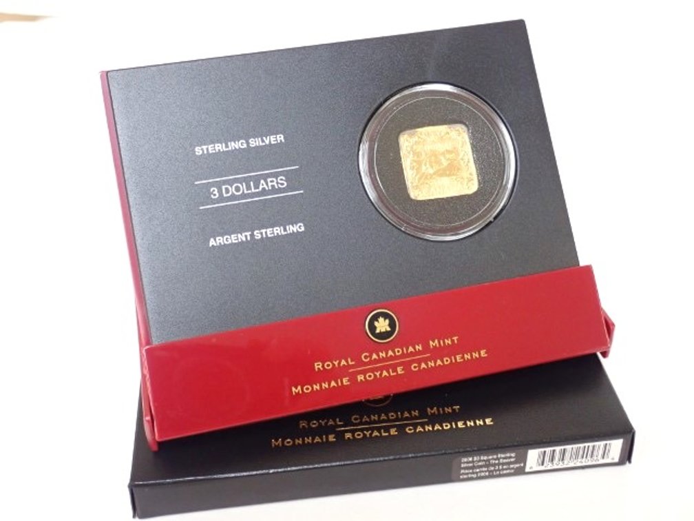 Sterling Silver and 24K Gold-plated Square Coin