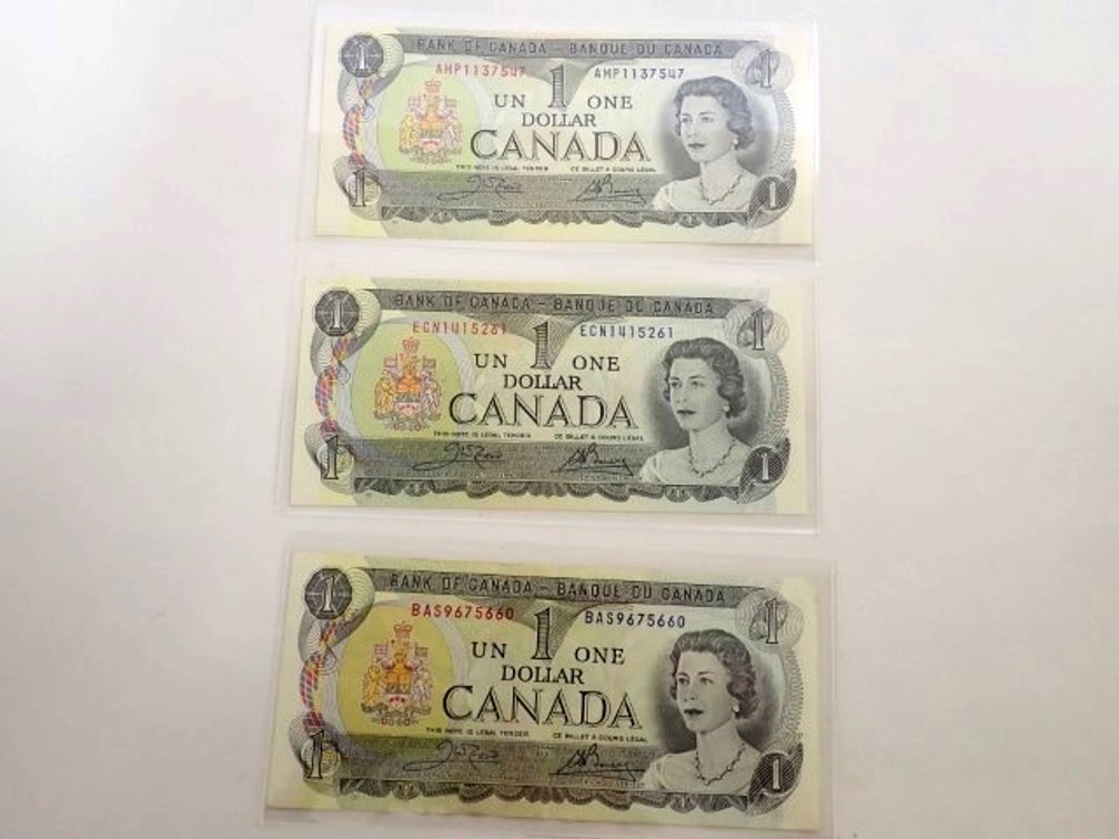 1973 Canadian $1 Banknotes