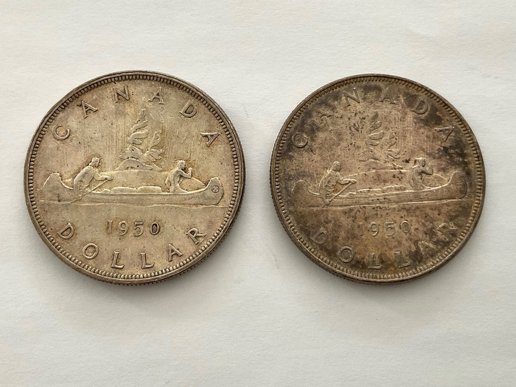 Two 1950 Silver Dollars Canadian