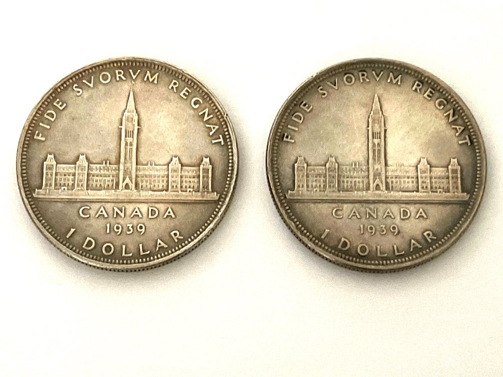 Two 1939 Silver Dollars Canadian