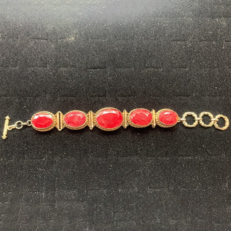 Sterling Red Corundum Bracelet