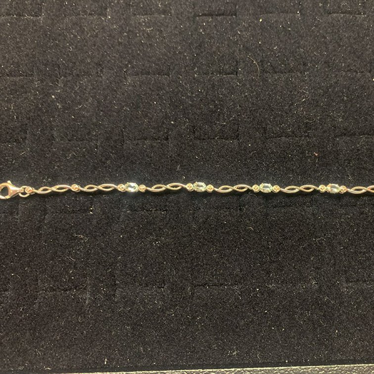 Sterling Diamond & Aquamarine Bracelet