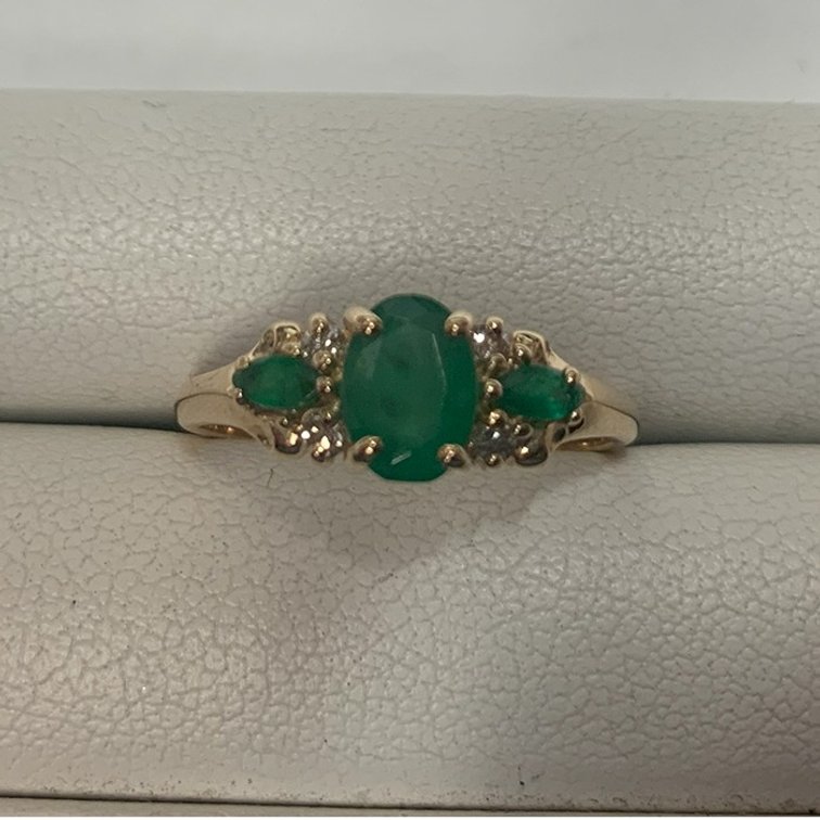 14K Gold & Emerald/Diamond Ring