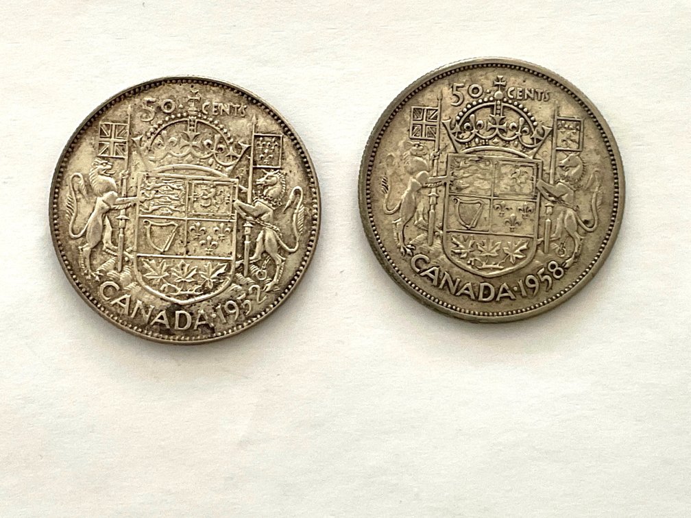 1952, 1958 Silver Half Dollar Coins