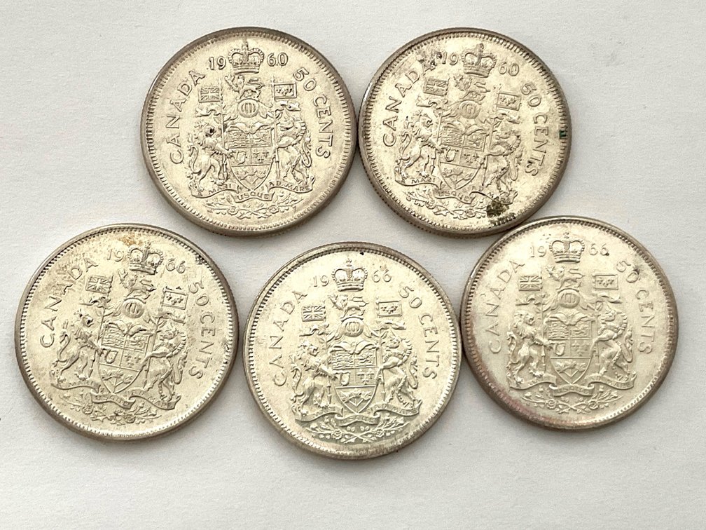  5 Silver Half Dollar Coins