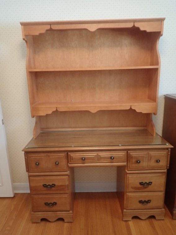 Wood Desk & Shelf