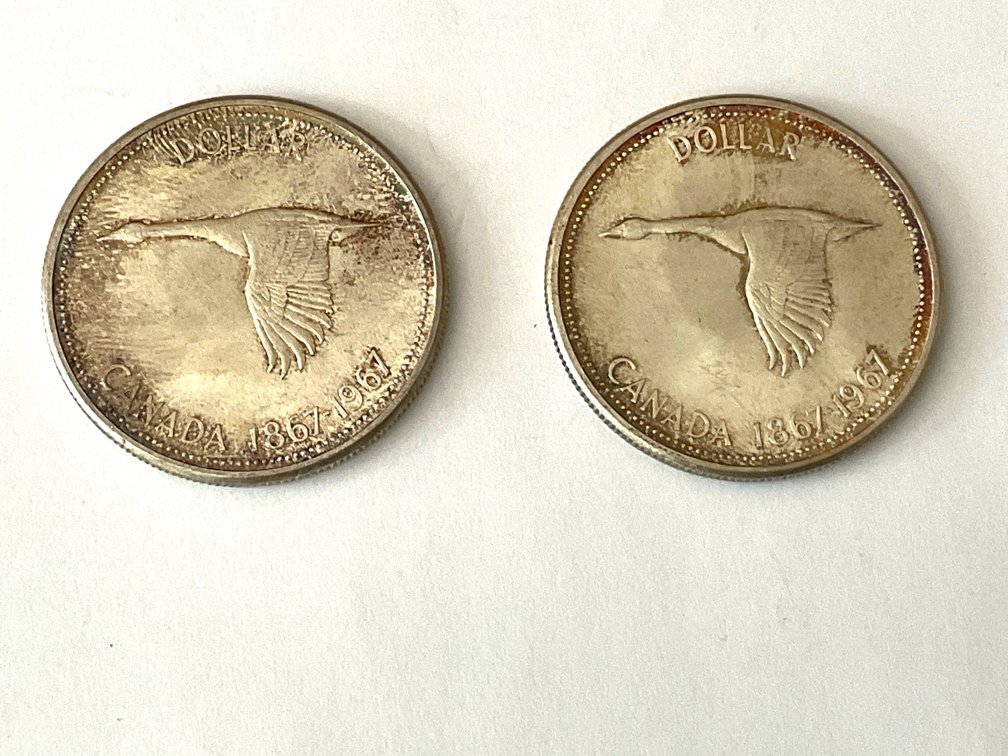 Pair of 1967 Silver Canadian Dollar Coins #2