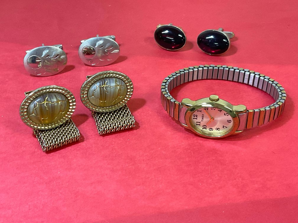 Vintage Timex and Cufflinks
