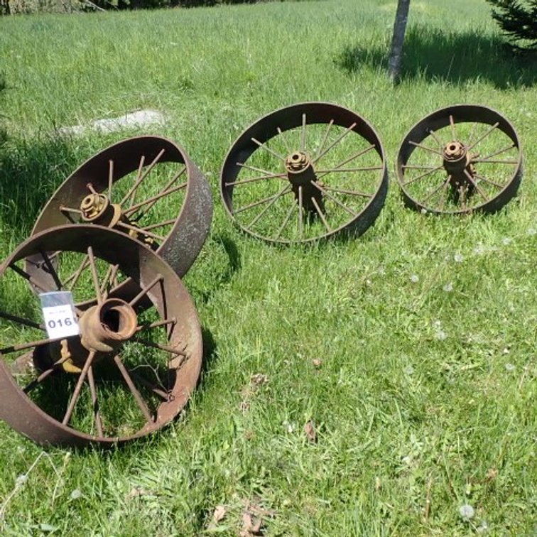 4 Antique Farm Equipment Wheels