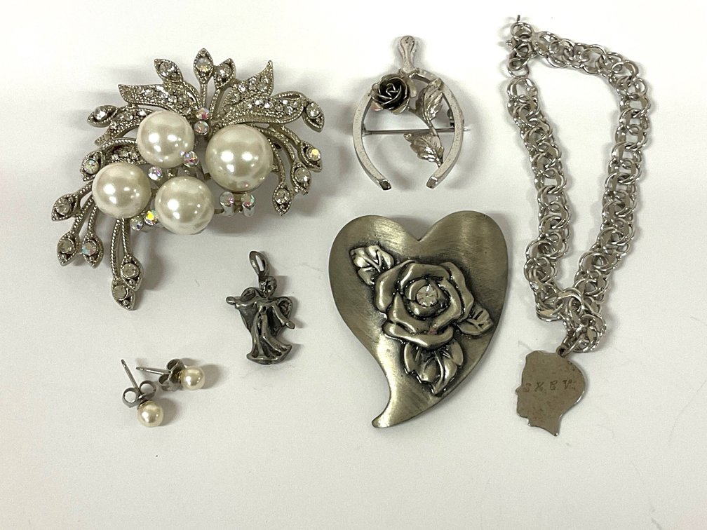 Sterling, Silver, Pearls & Rhinestones
