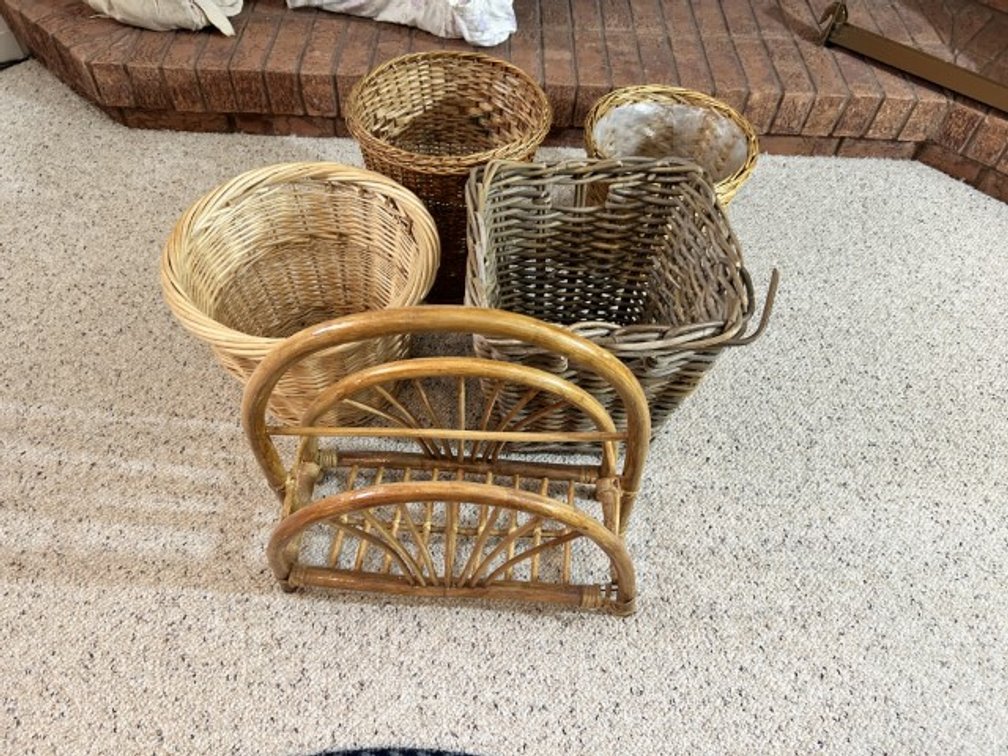Collection of Wicker Baskets & Magazine Rack