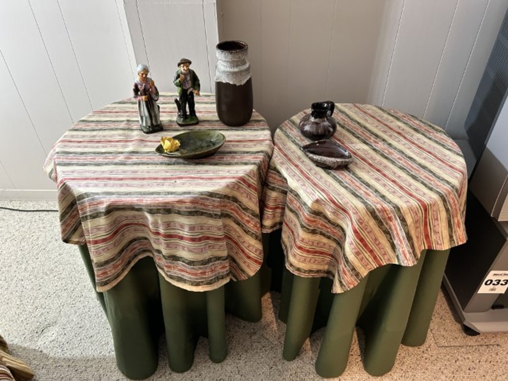 Collection of Pottery with Display/End Tables