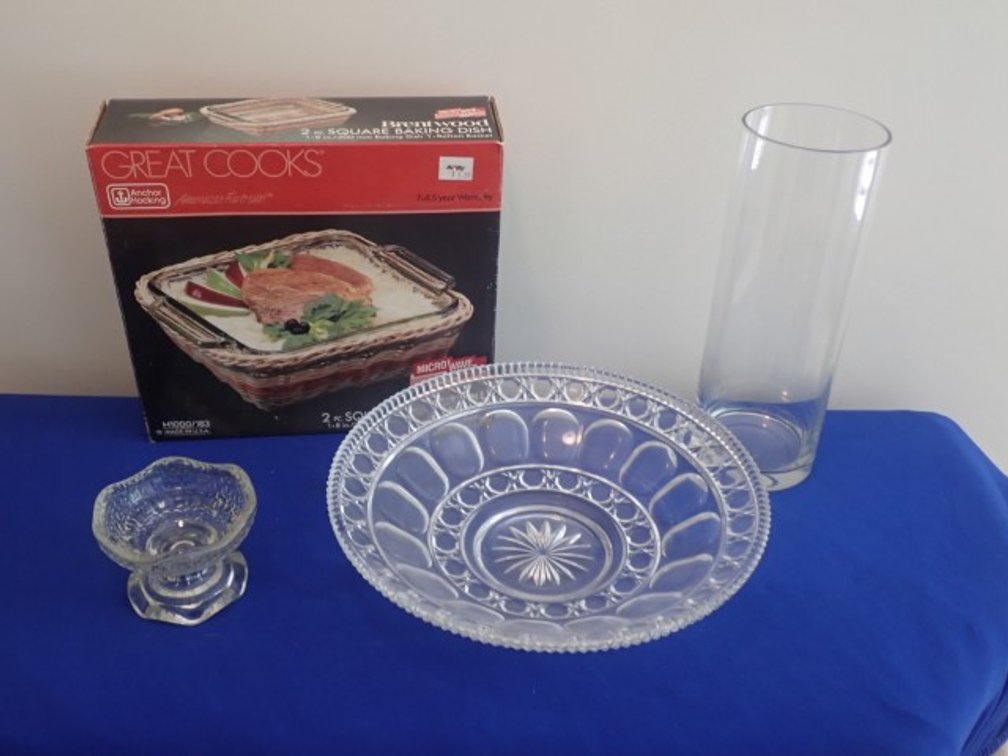 Clear Pressed Glass Bowl and Baking Dish