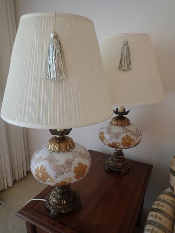 2 Hollywood Regency Lamps 52"