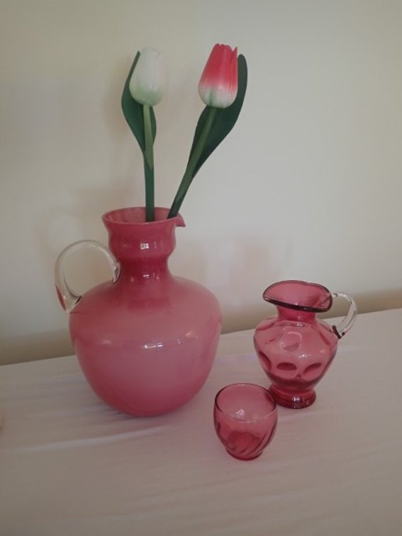 Pink Pitchers and Glass