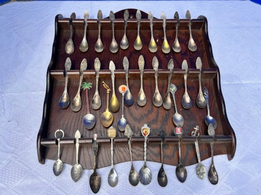 Collectors Spoons + Display