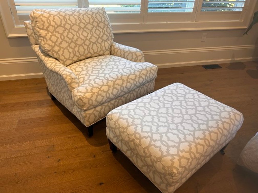 Lee Handcrafted Down Filled Chair and Ottoman