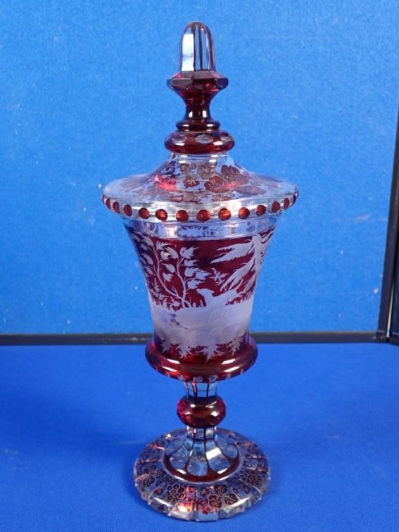 Vintage Bohemian Ruby-Stained Goblet