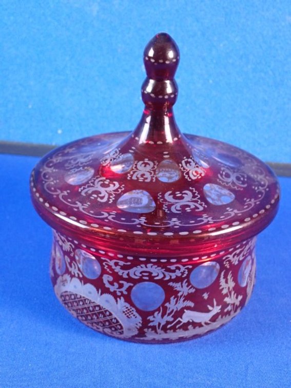 Vintage Bohemian Lidded Candy Dish