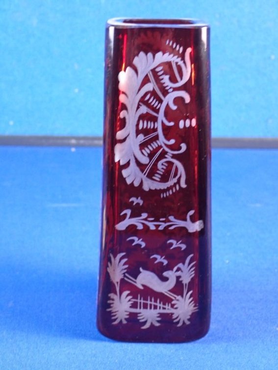 Vintage Ruby-Red Bohemian Vase