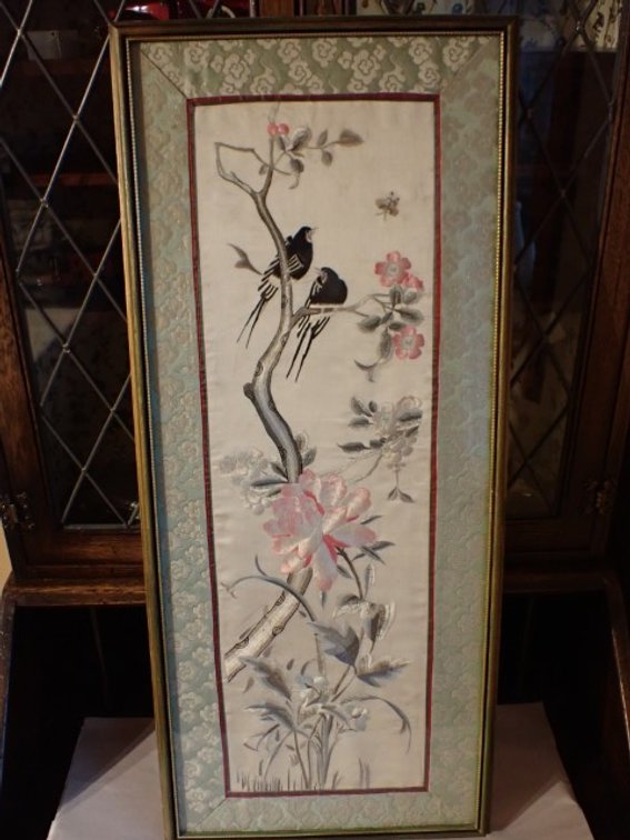 Framed Chinese Silk Embroidered Panel