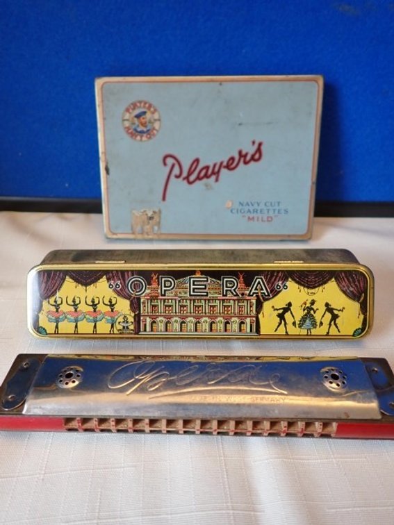 Vintage Harmonica & Collectible Tin