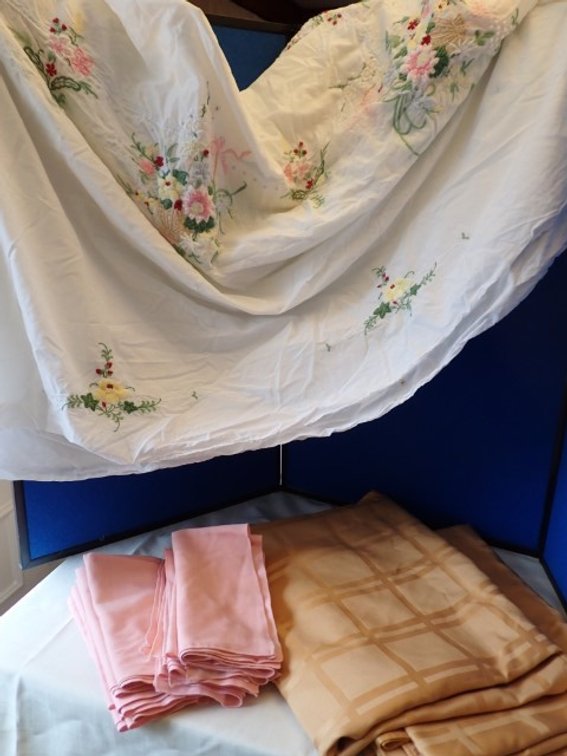 Embroidered White Table Cloth & More