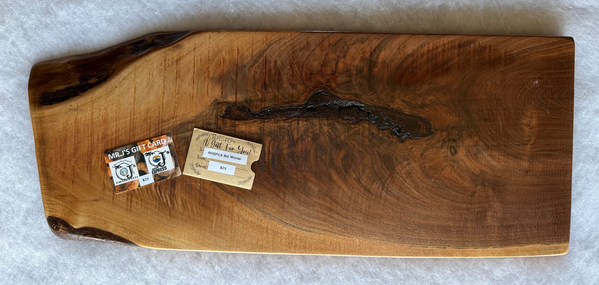 Extra Special!! Local Walnut Handcrafted Charcuterie Board w/Mr. J's gift card
