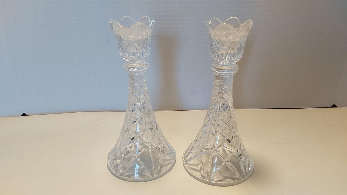 Vintage Clear Crystal Candlestick Holder