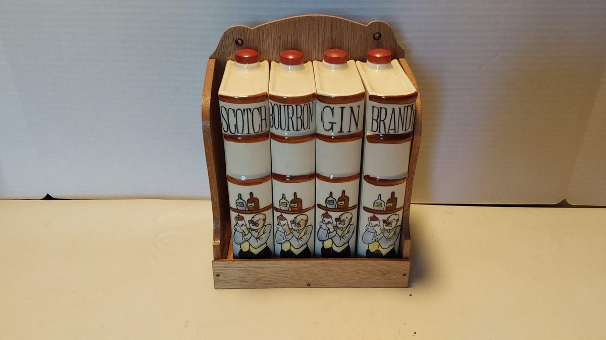 Vintage Ceramic Book Shaped Liquor Decanters