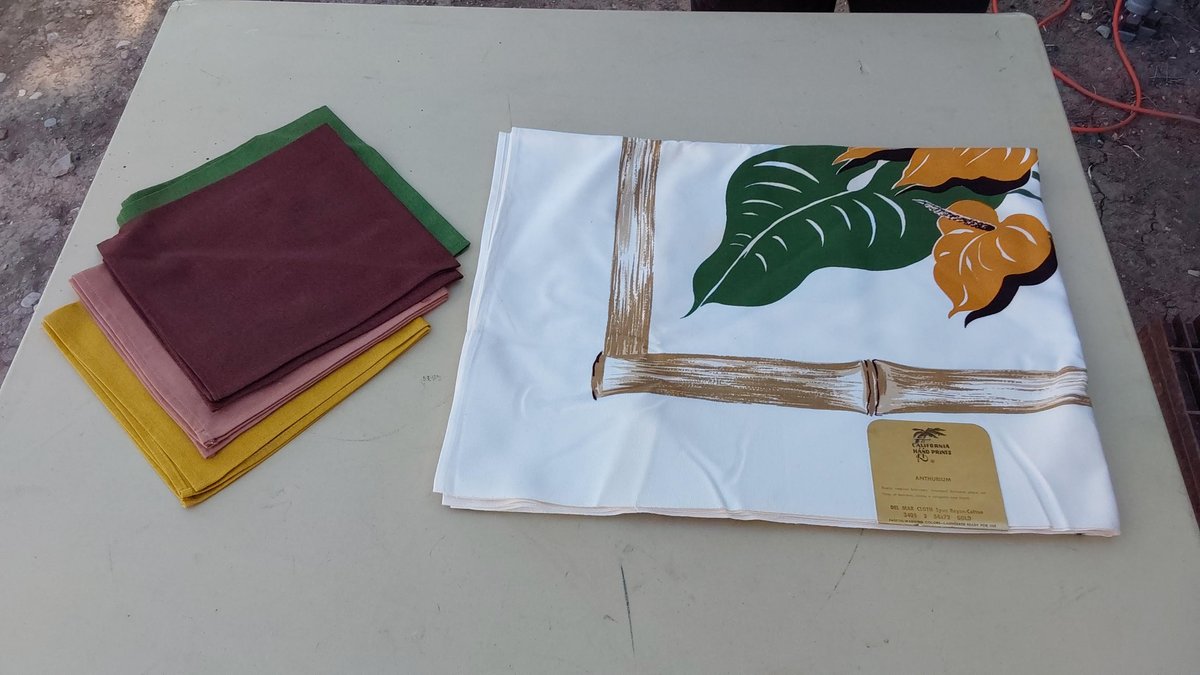 "California Hand Prints" Table Cloth & Napkins (54" x 72") NEW