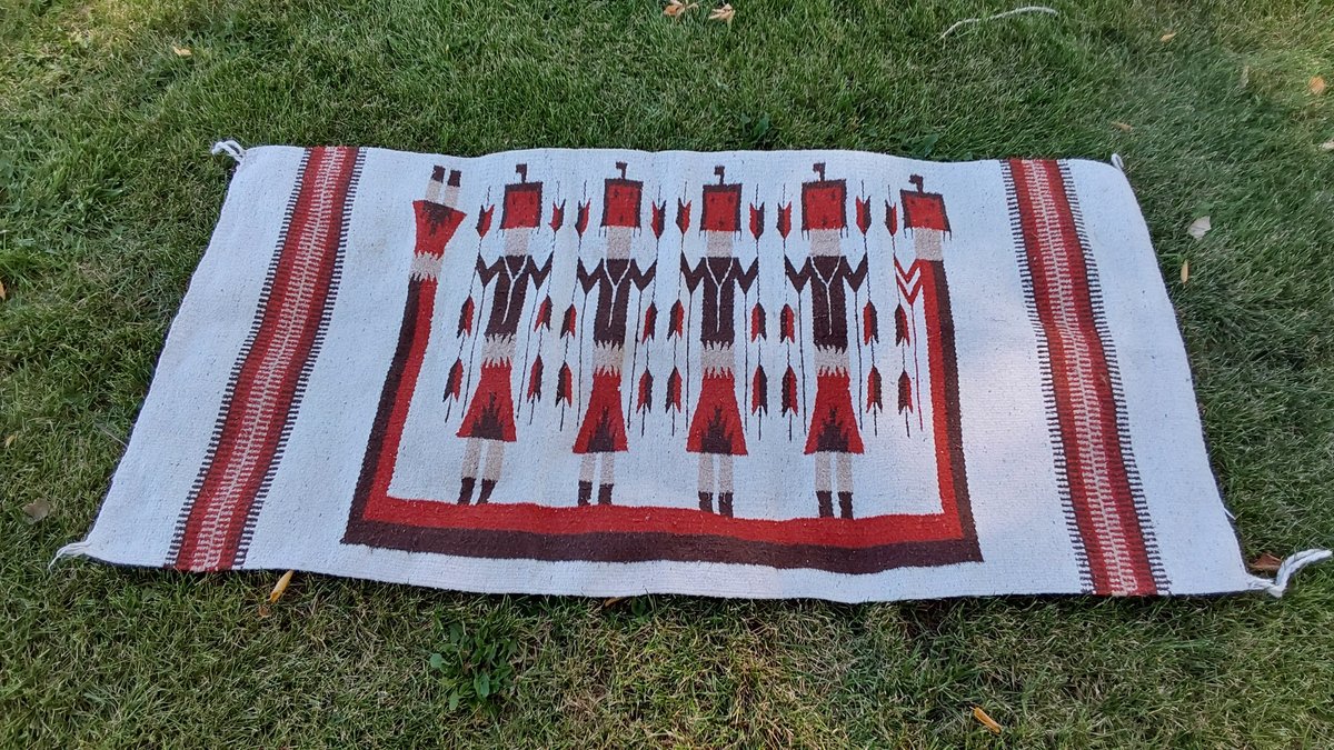 Ivory Vintage American Navajo Rug(29 1/2" x 56")