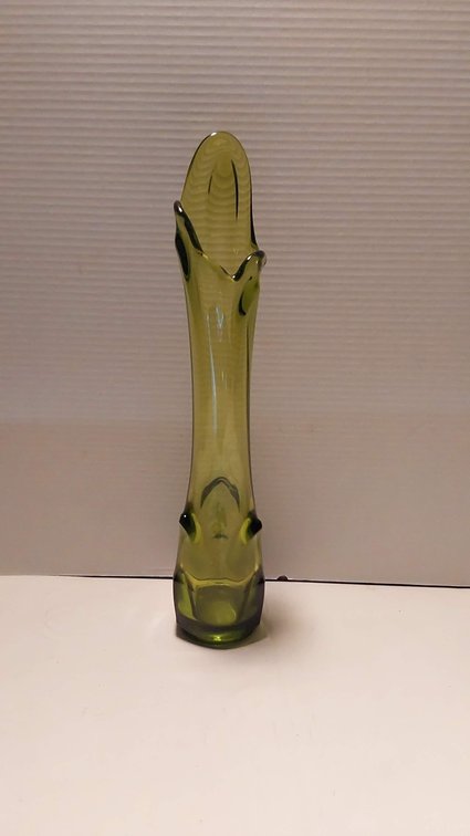 Tall Vintage Green Glass Swung Vase